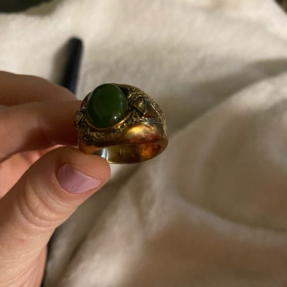 Vintage Jade 18k HGE Gold Ring - Picture 7 of 10